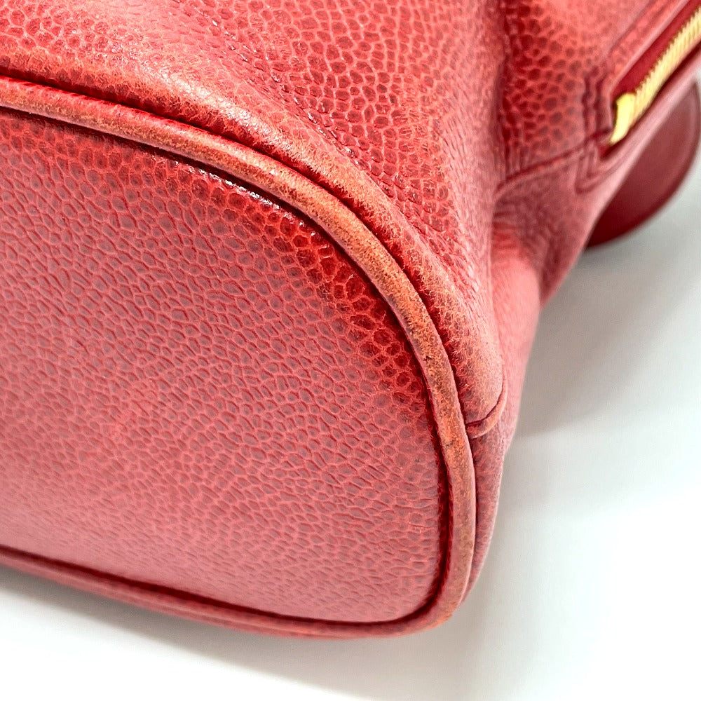 CHANEL Shoulder Bag Caviar skin Red CC COCO Mark Ball charm Women Used