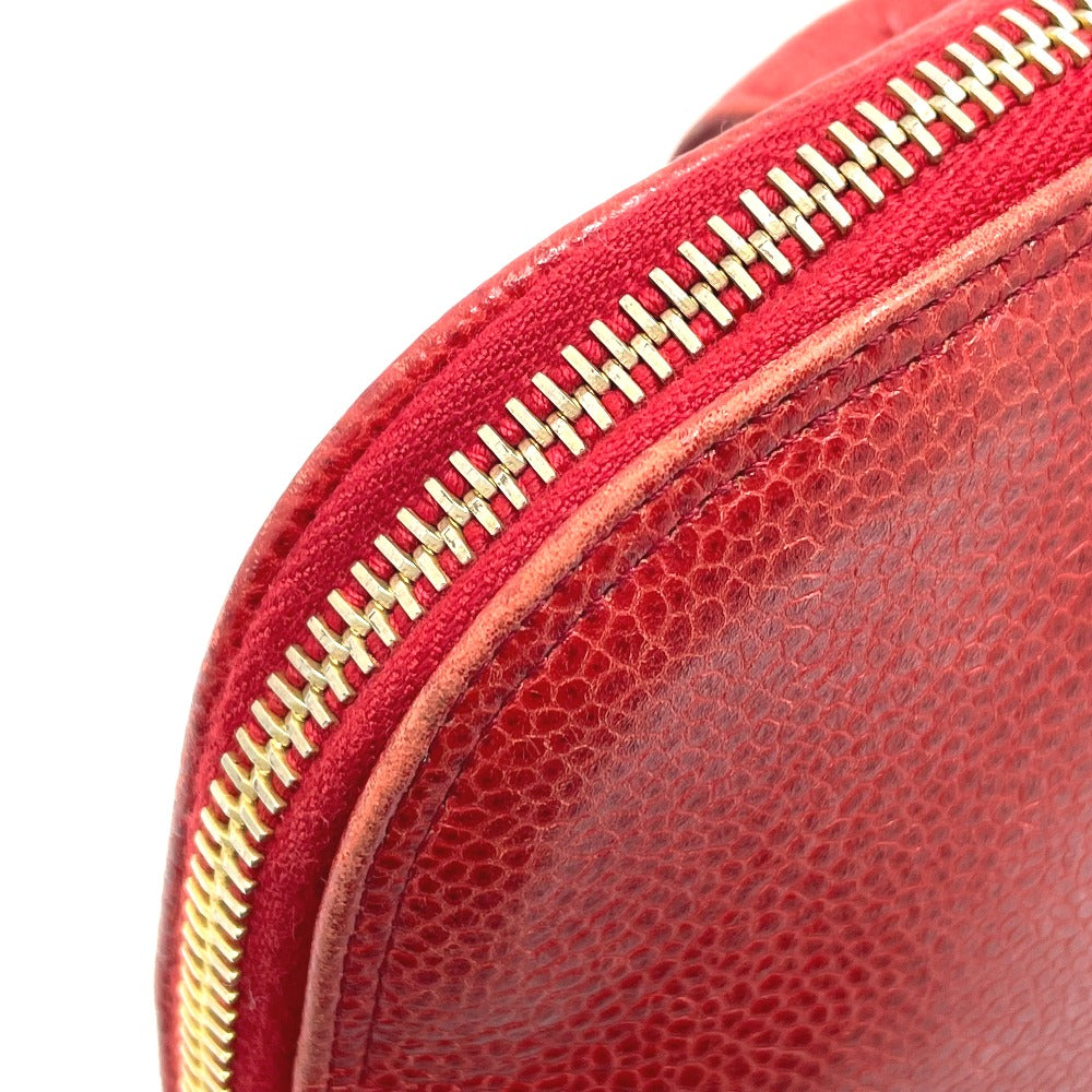 CHANEL Shoulder Bag Caviar skin Red CC COCO Mark Ball charm Women Used