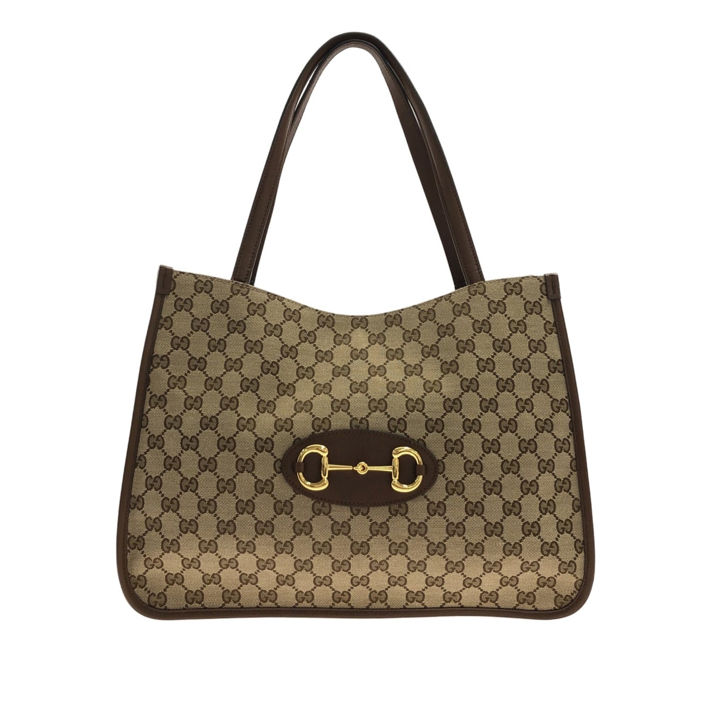 Brown Gucci GG Canvas Horsebit 1955 Tote Bag