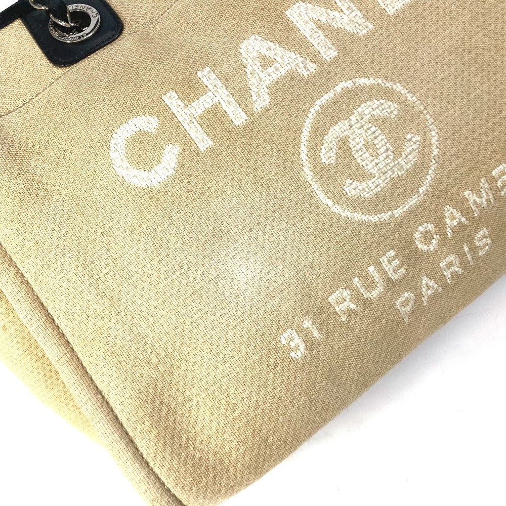 CHANEL Tote Bag Canvas / leather beige Shoulder Bag Shoulder Bag Deauville Women Used