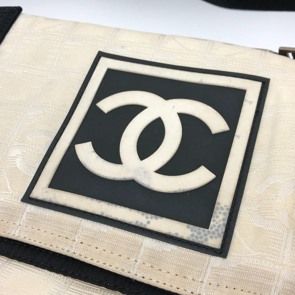 CHANEL Shoulder Bag canvas white CC COCO Mark New travel line Women Used