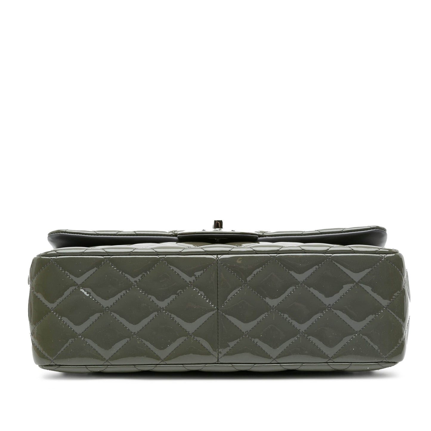 Green Chanel Jumbo Classic Patent Double Flap Shoulder Bag