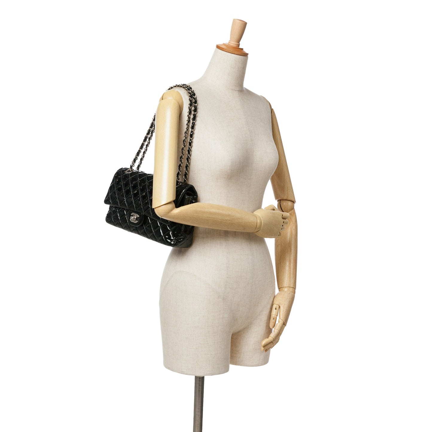 Black Chanel Medium Classic Patent Double Flap Shoulder Bag
