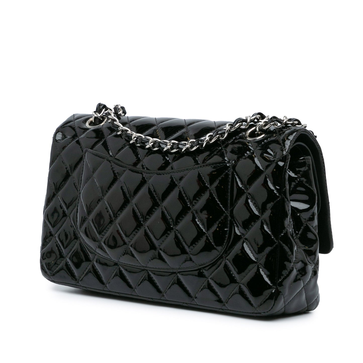 Black Chanel Medium Classic Patent Double Flap Shoulder Bag