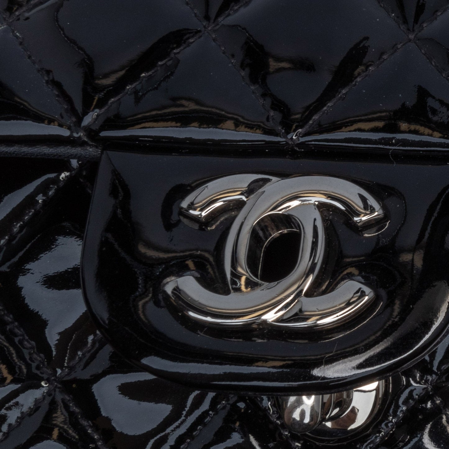 Black Chanel Medium Classic Patent Double Flap Shoulder Bag