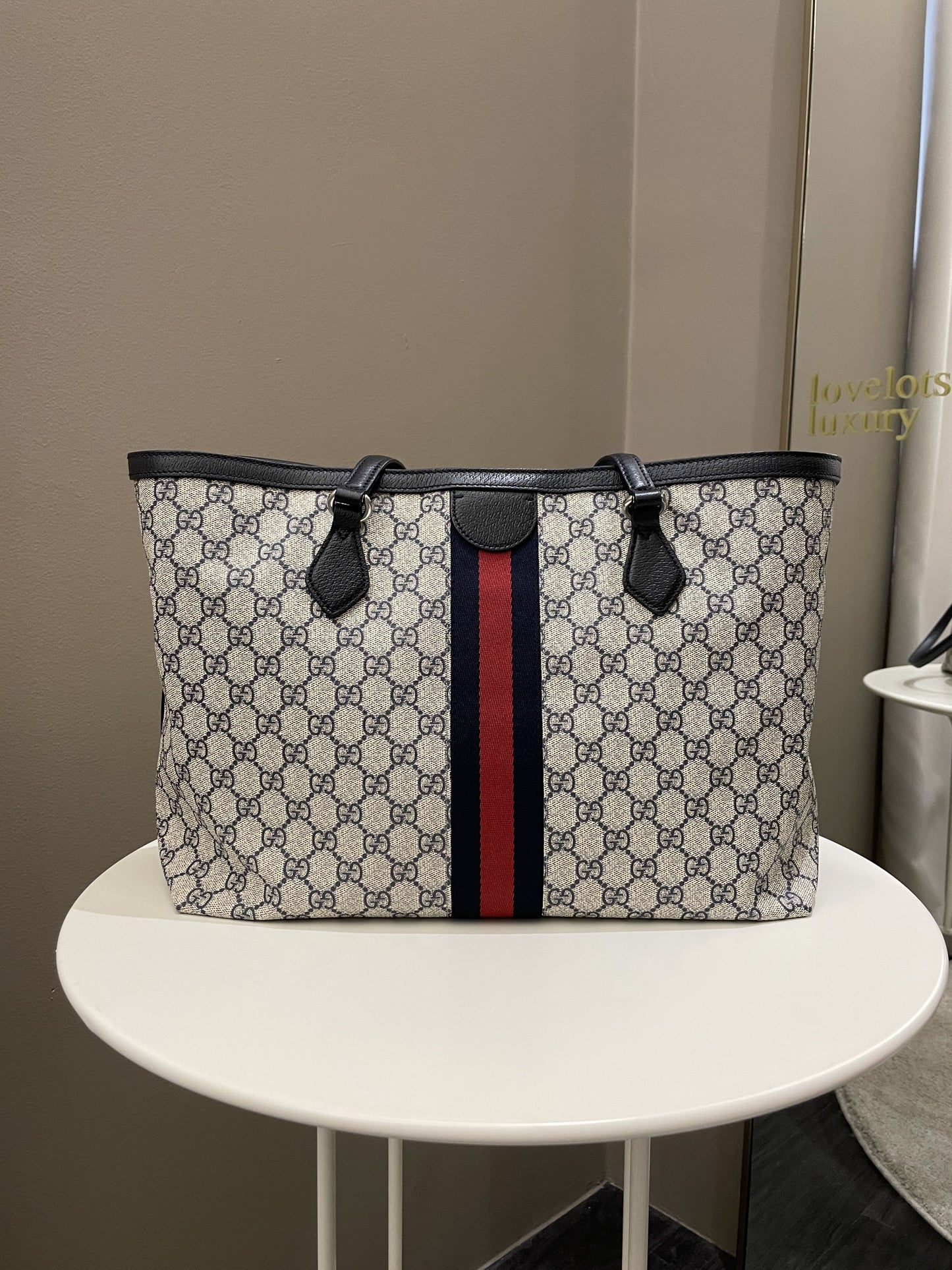 Gucci Ophidia GG Tote Beige/ Blue GG Supreme Canvas