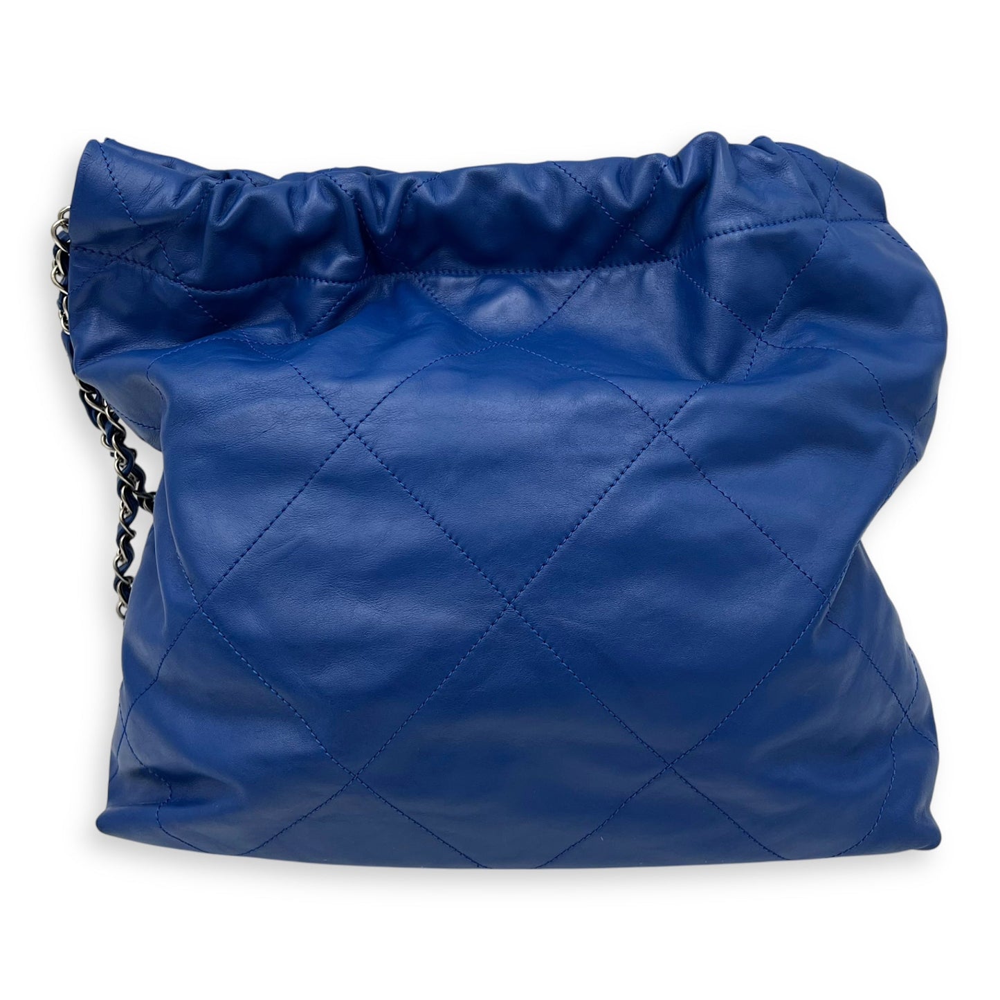 22 Tote Shoulder Bag Blue in Calfskin, Silver hardware
