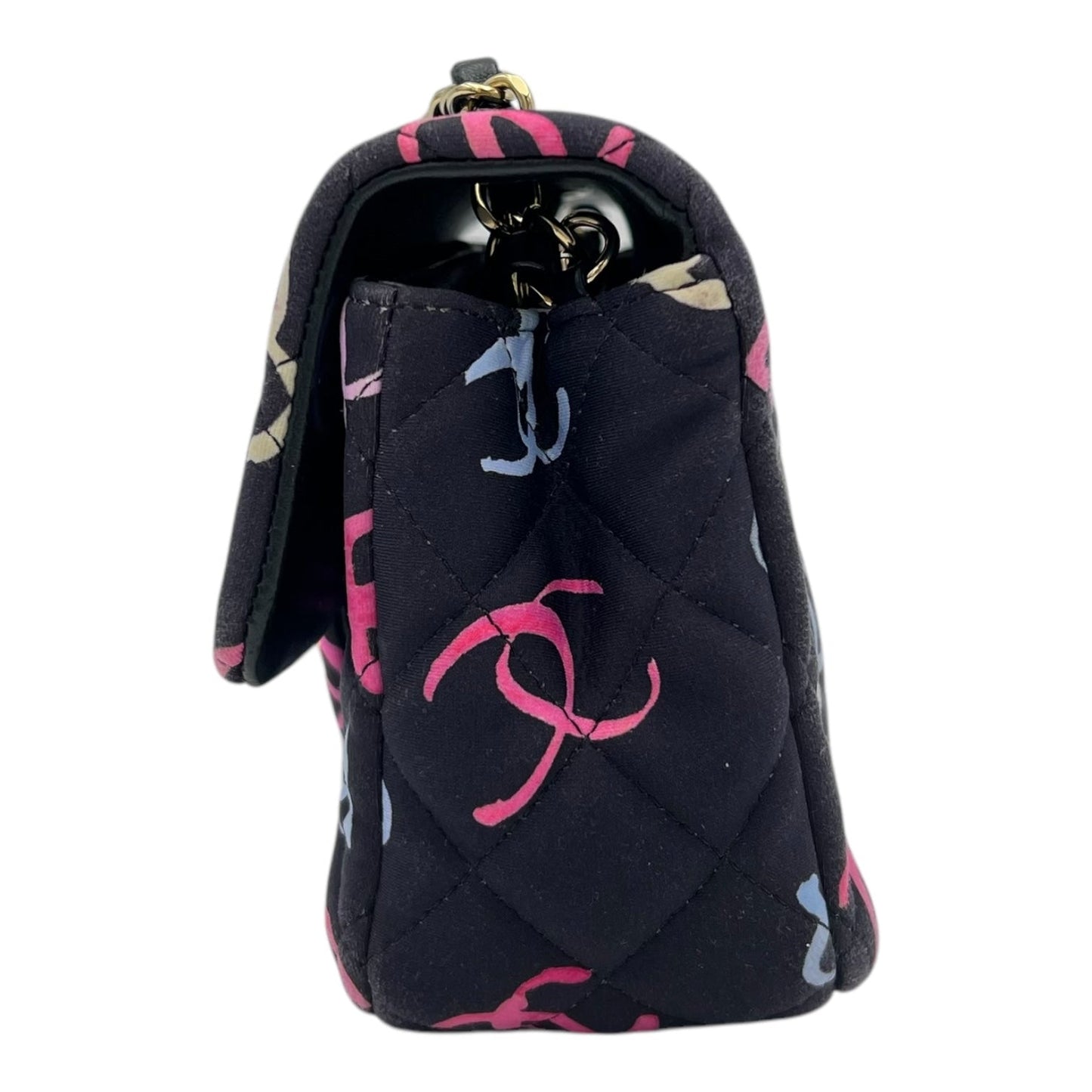 2024 Rectangle Mini Flap Multi-colour Shoulder Bag in Fabric, Gold hardware