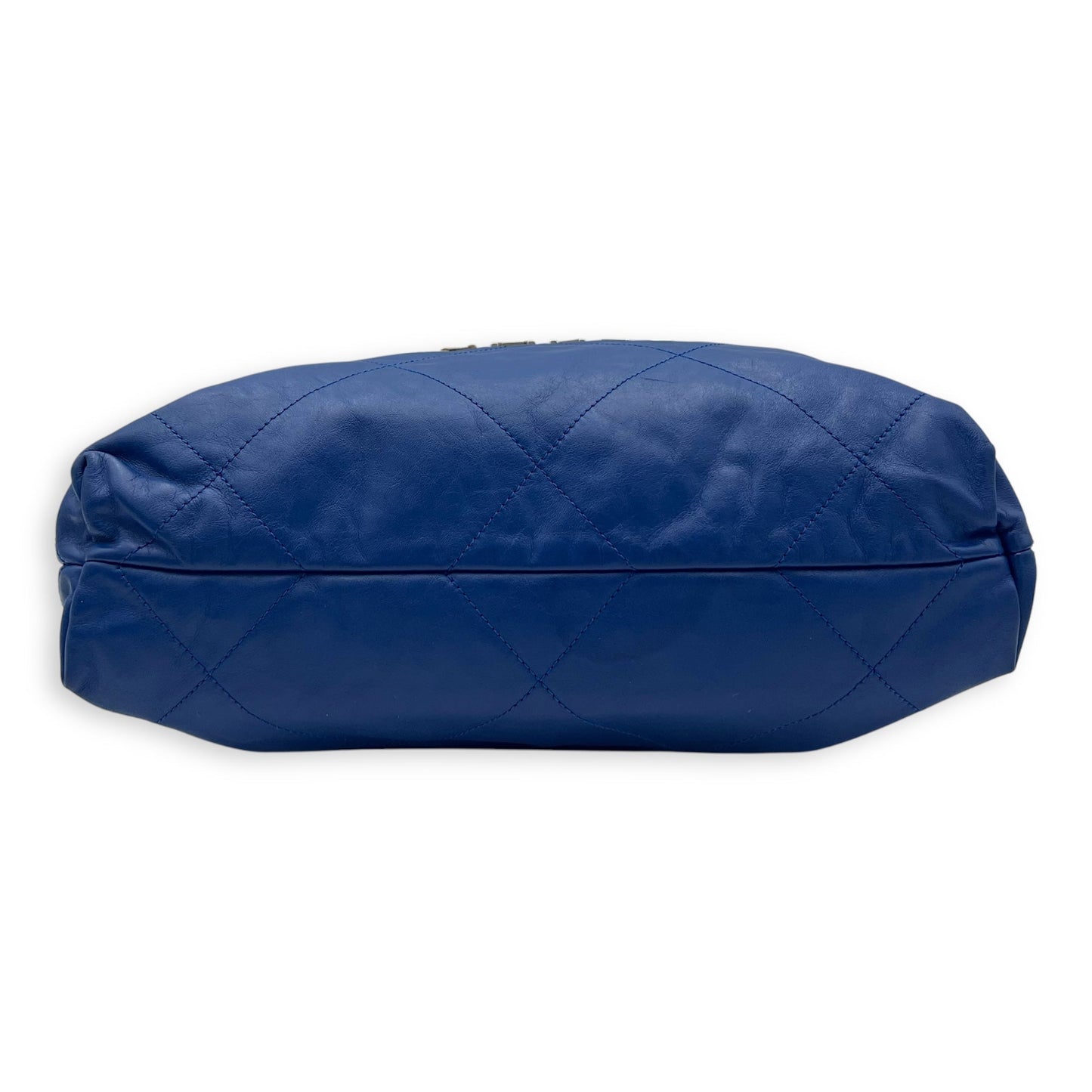 22 Tote Shoulder Bag Blue in Calfskin, Silver hardware