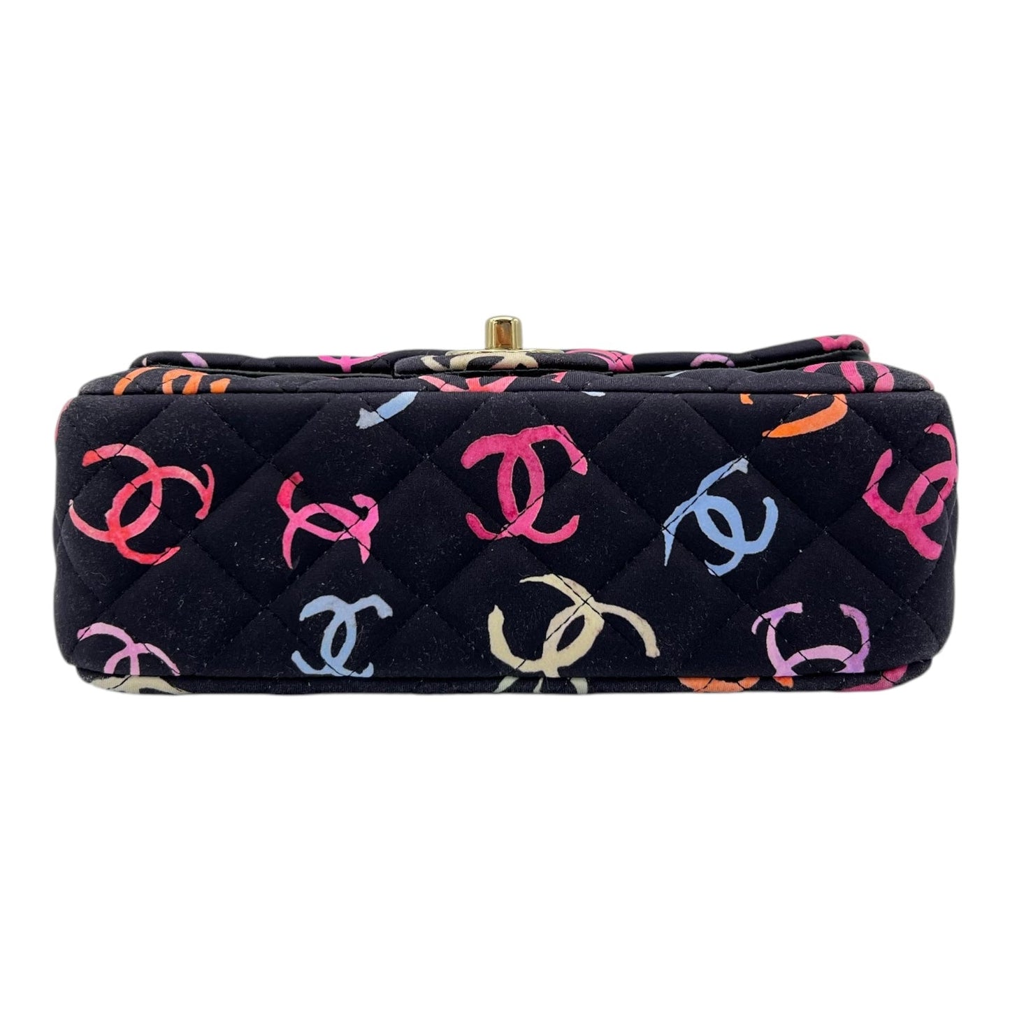 2024 Rectangle Mini Flap Multi-colour Shoulder Bag in Fabric, Gold hardware