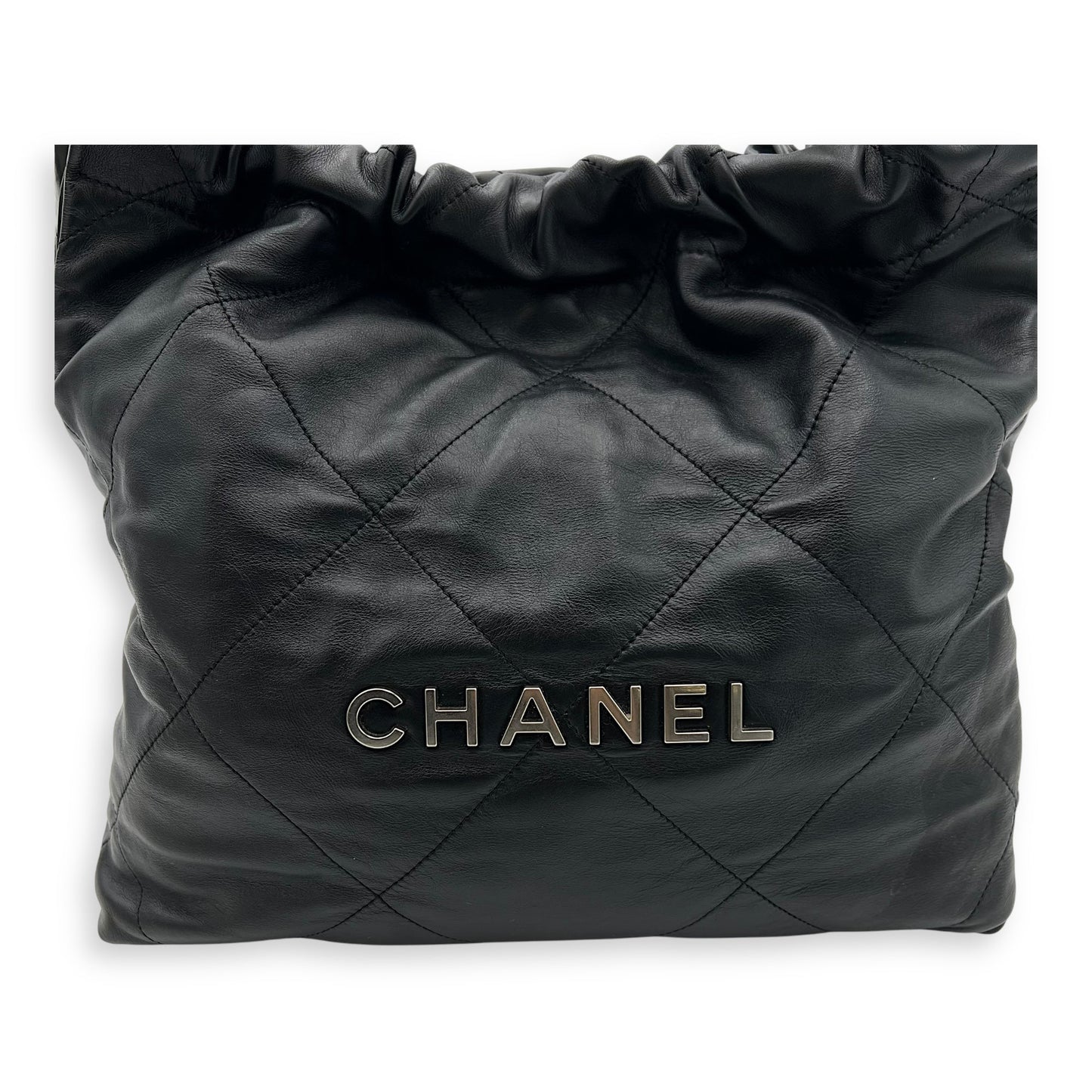 22 Small Black Shoulder Bag in Lambskin, Silver hardware