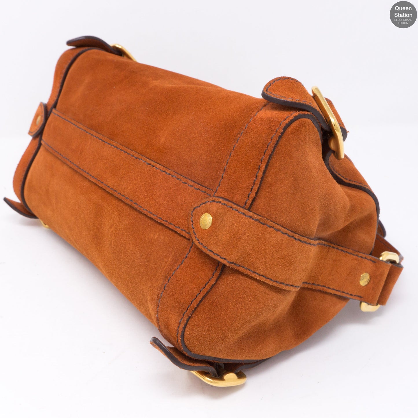 Orange Suede Leather Shoulder Bag