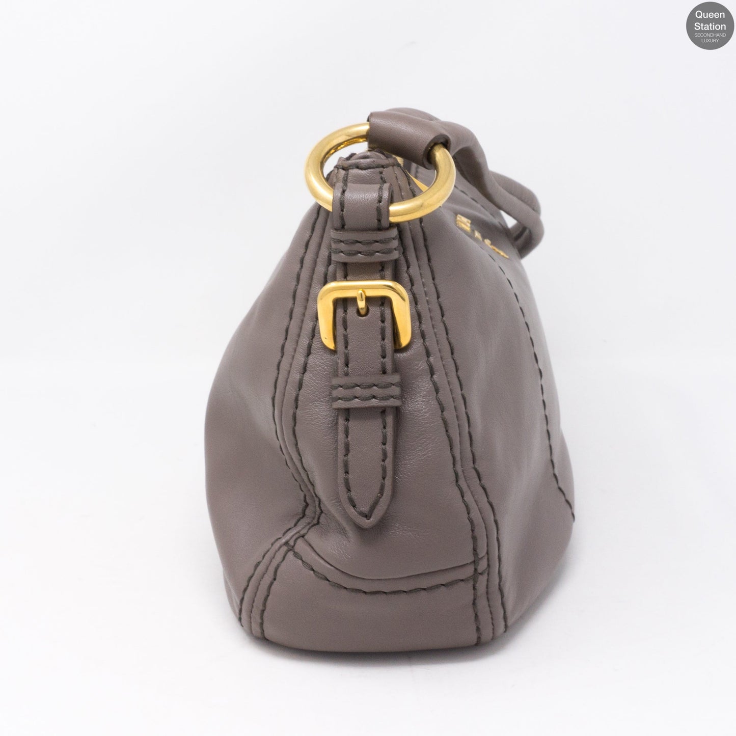 Grey Leather Shoulder Bag