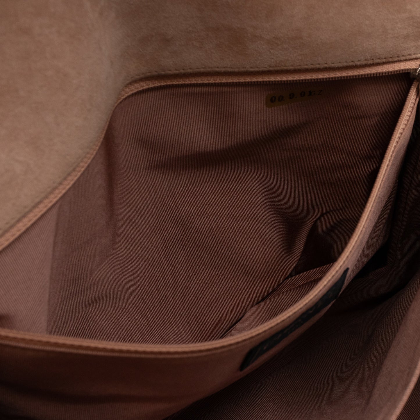 Mademoiselle Flap Shoulder Bag Choco Bar Beige Suede