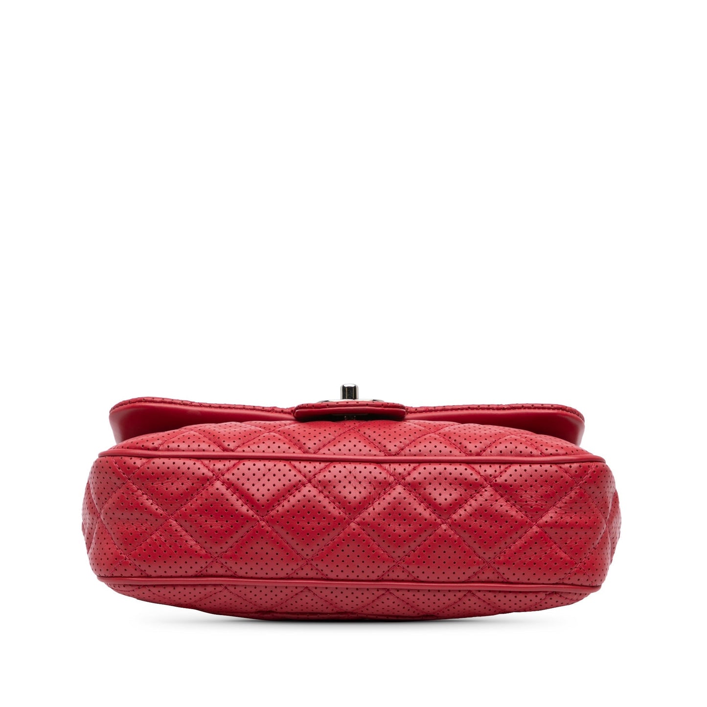 Red Chanel Medium Perforated Lambskin Punch Flap Shoulder Bag