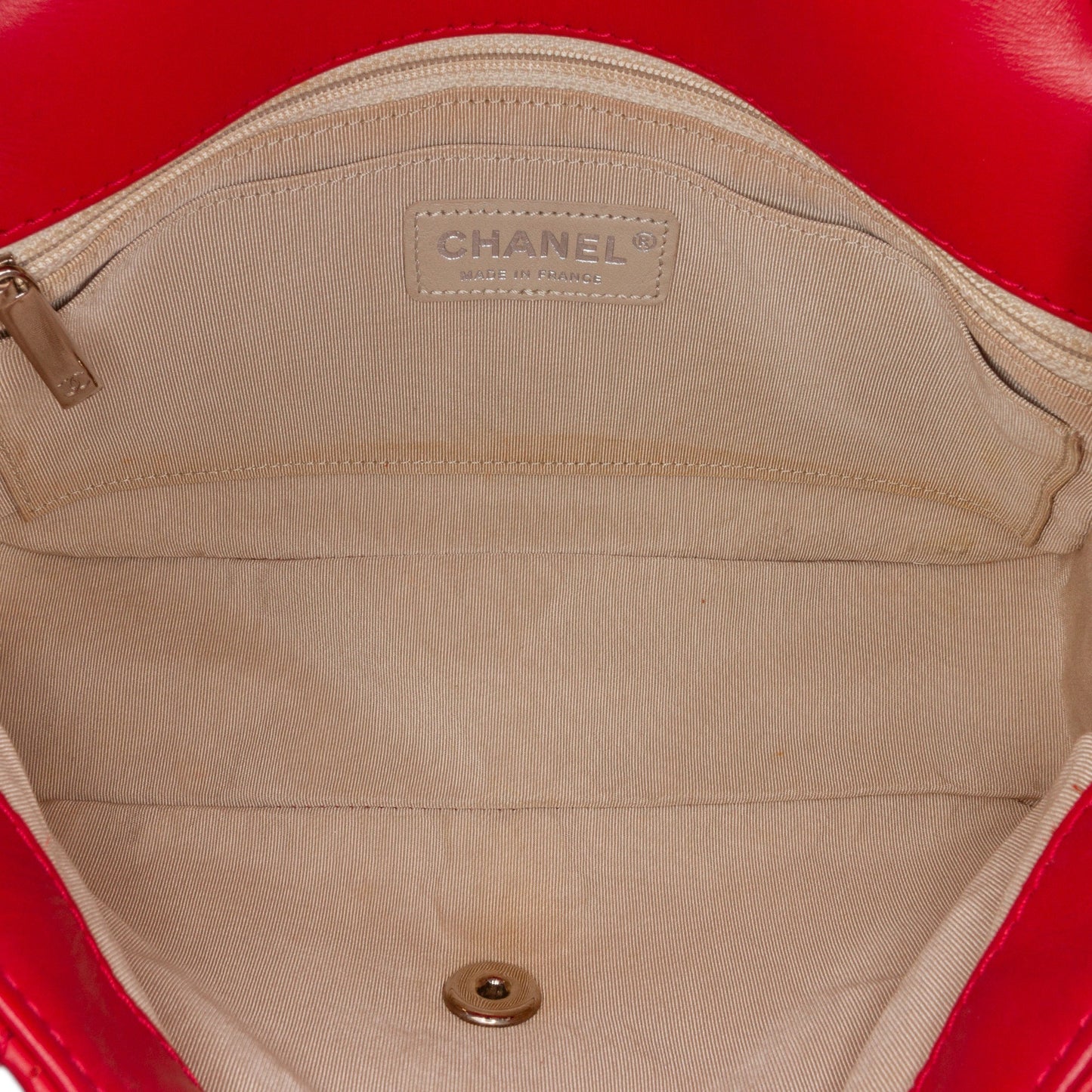 Red Chanel Medium Perforated Lambskin Punch Flap Shoulder Bag