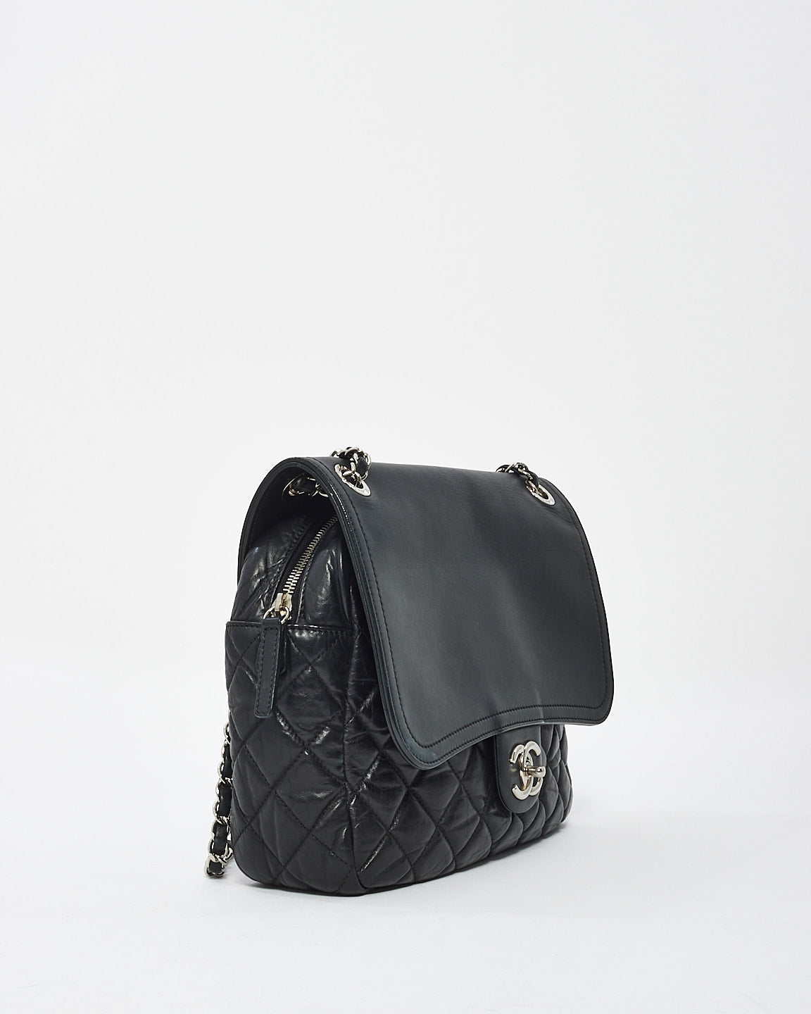 Chanel Black Quillted Leather Easy Zip Shoulder Bag with SHW