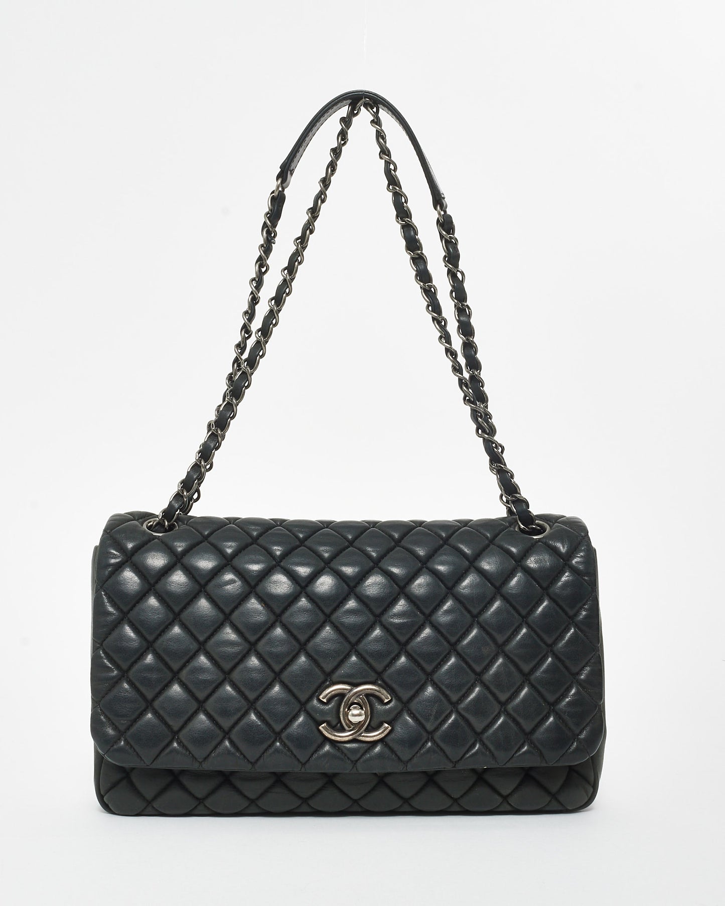 Chanel Black Lambskin Gunmetal Hardware Flap Shoulder Bag