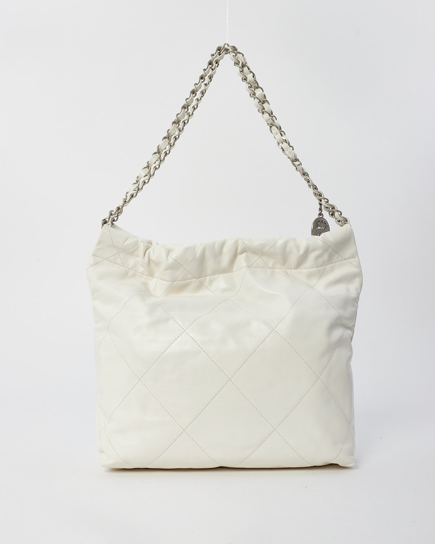 Chanel White Lambskin Leather Chanel 22 Shoulder Bag