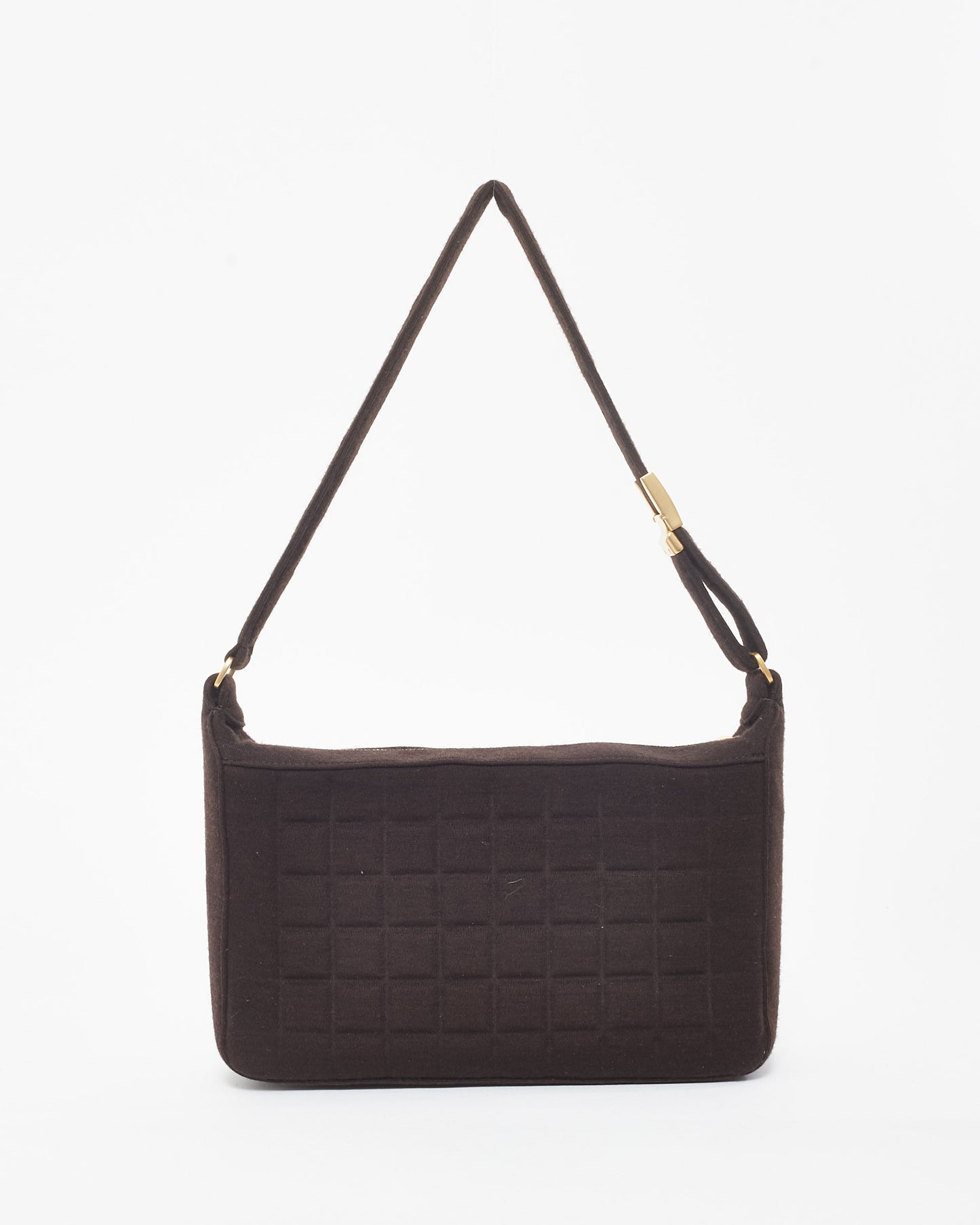Chanel Vintage Dark Brown Cloth Chocolate Bar Shoulder Bag