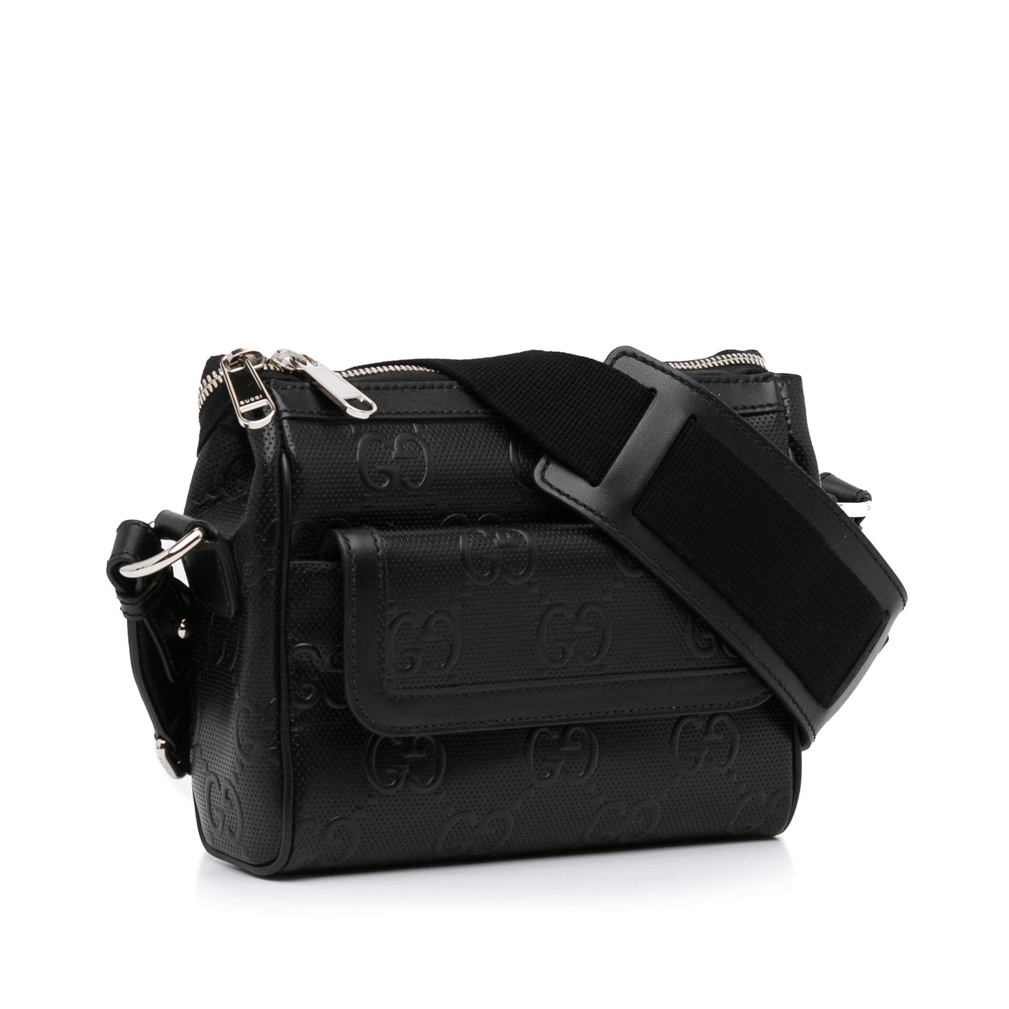 Gucci GG Crossbody Bag Black Embossed Leather