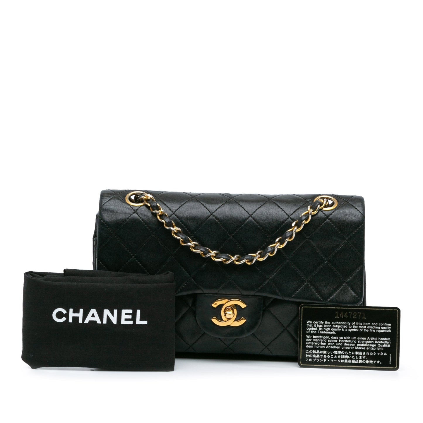 Black Chanel Small Classic Lambskin Double Flap Shoulder Bag