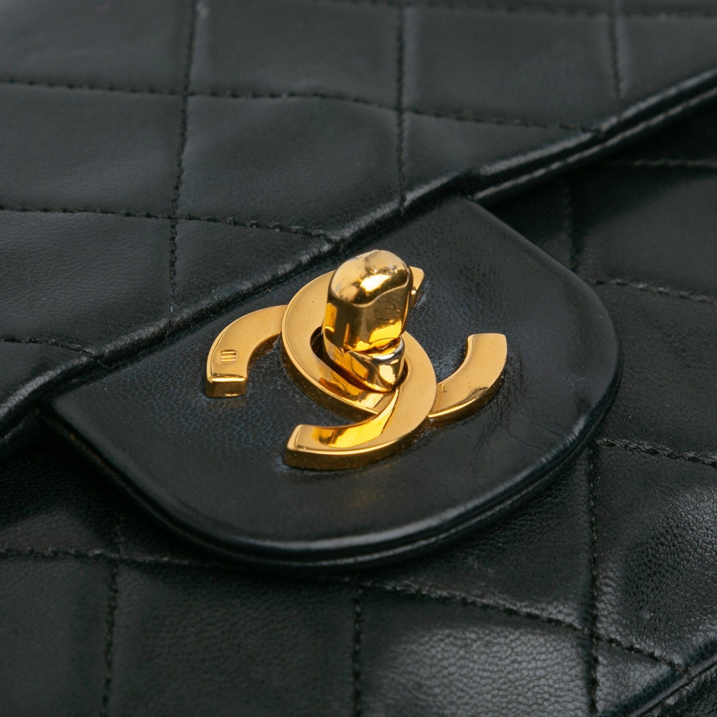 Black Chanel Small Classic Lambskin Double Flap Shoulder Bag