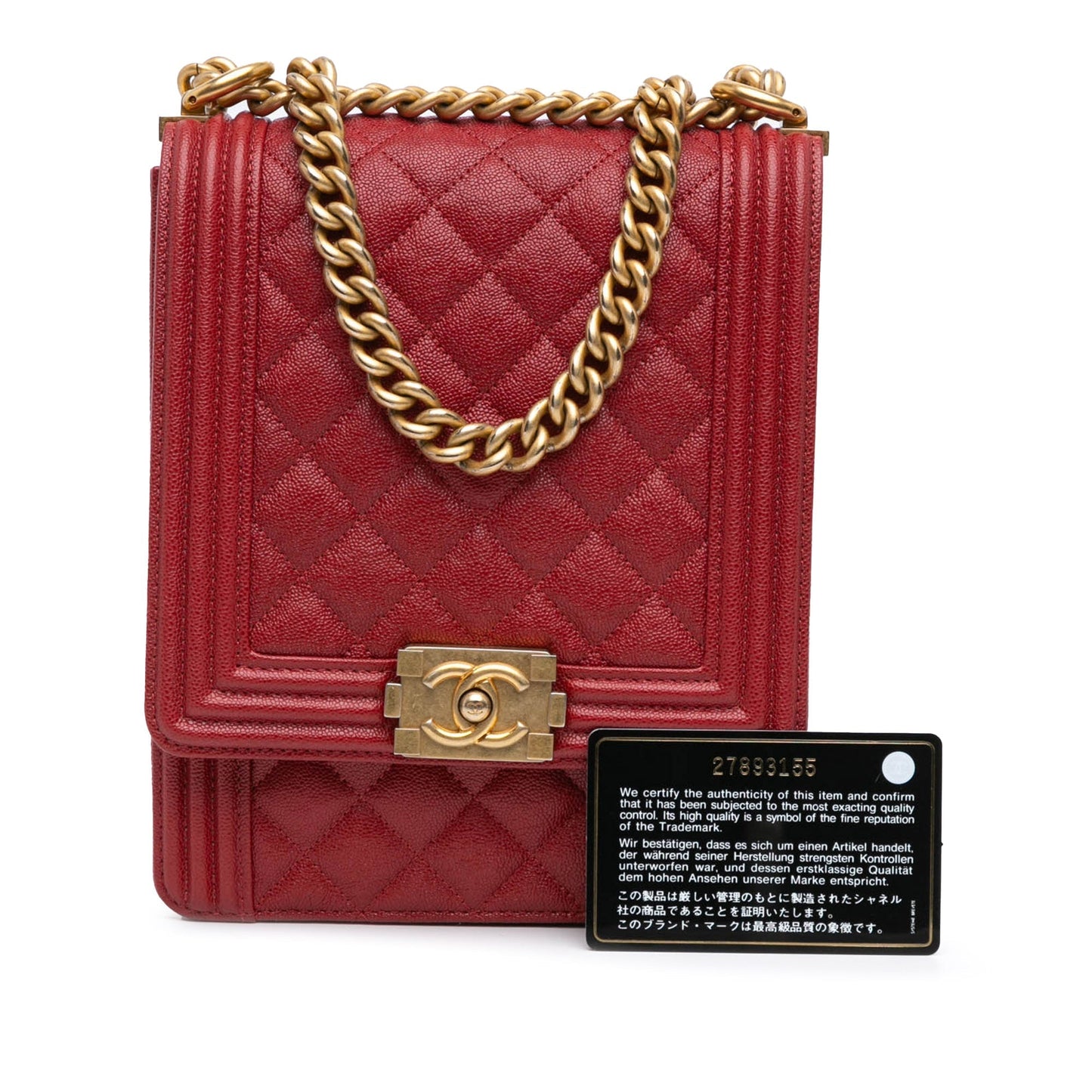 Red Chanel Quilted Caviar North South Boy Flap Shoulder Bag