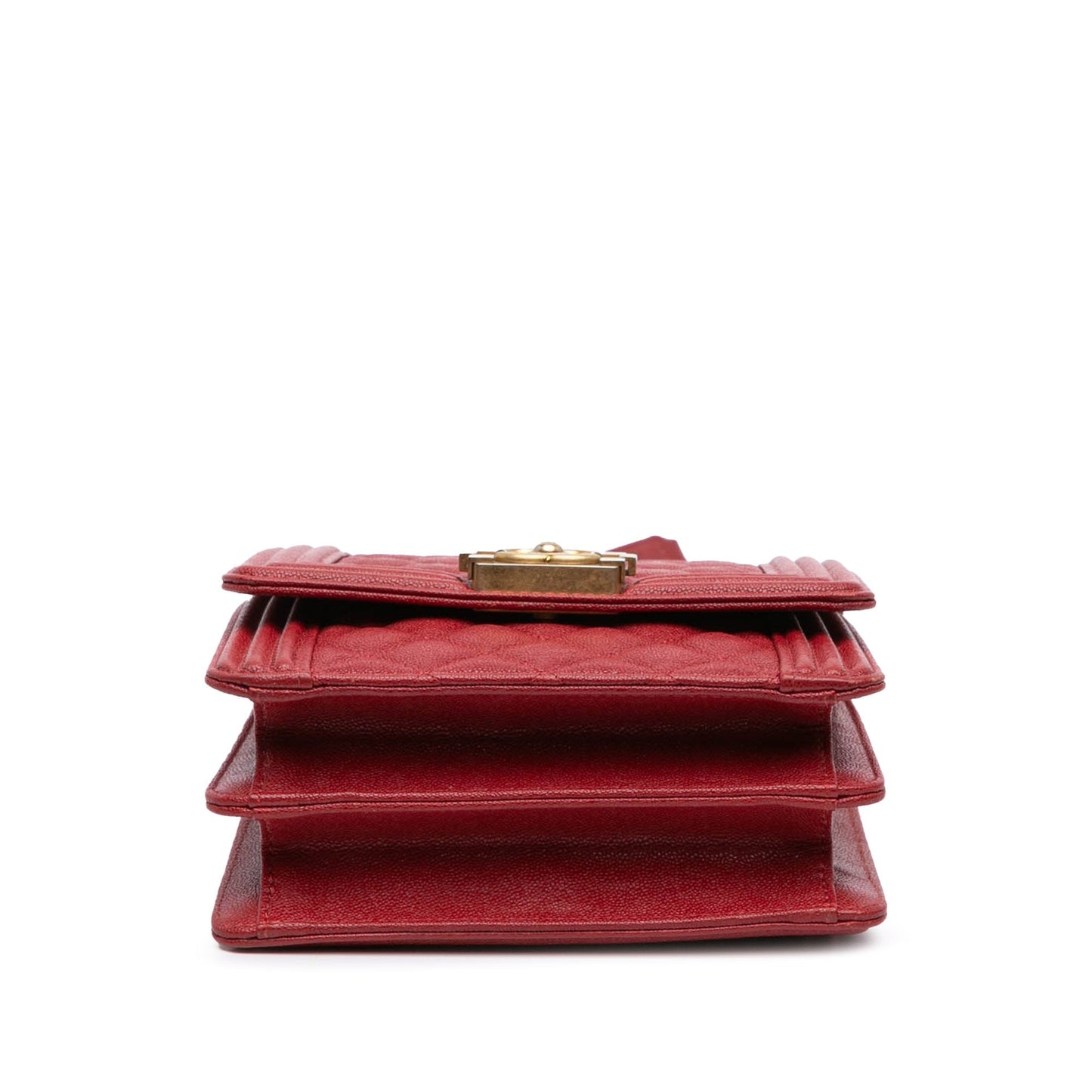 Red Chanel Quilted Caviar North South Boy Flap Shoulder Bag