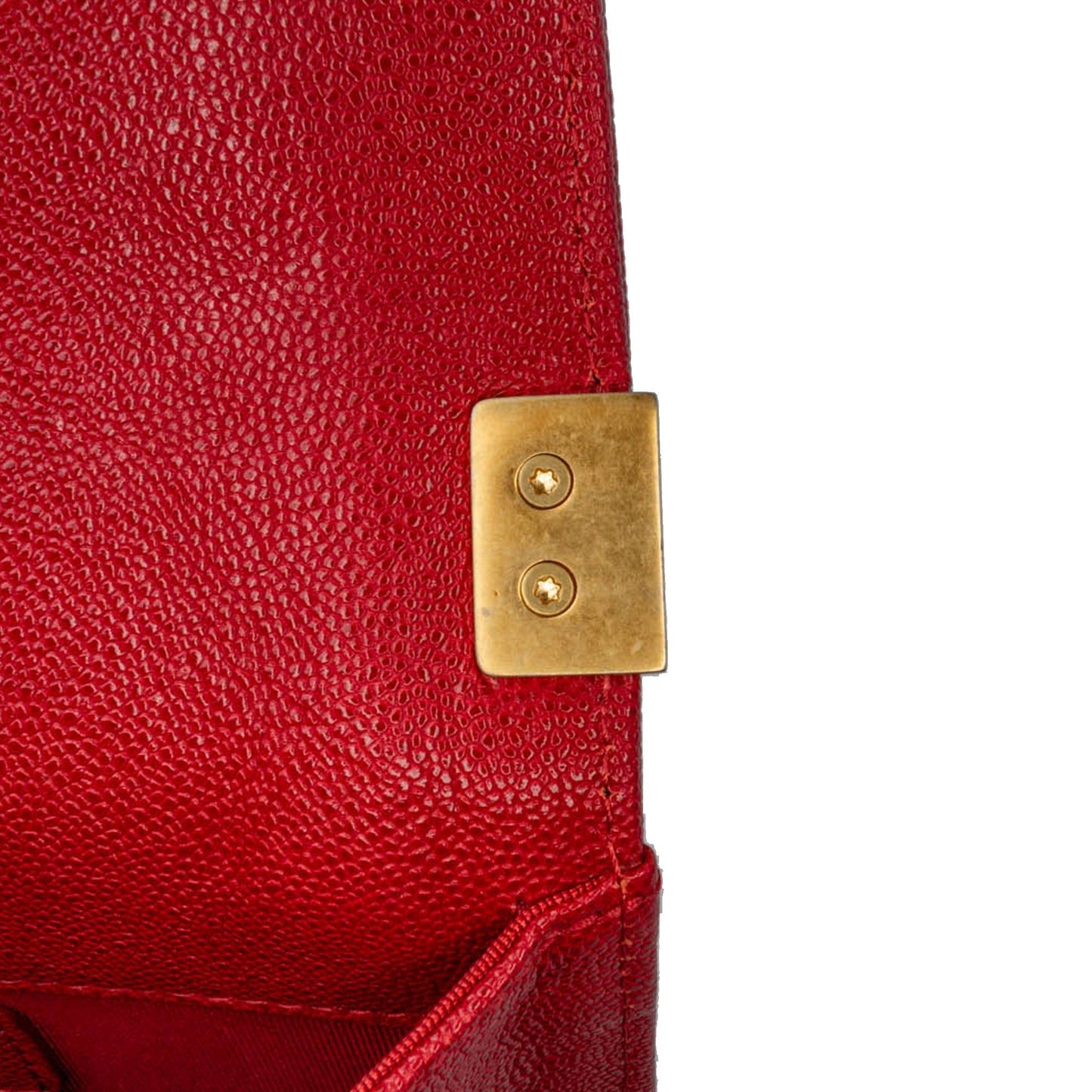 Red Chanel Quilted Caviar North South Boy Flap Shoulder Bag