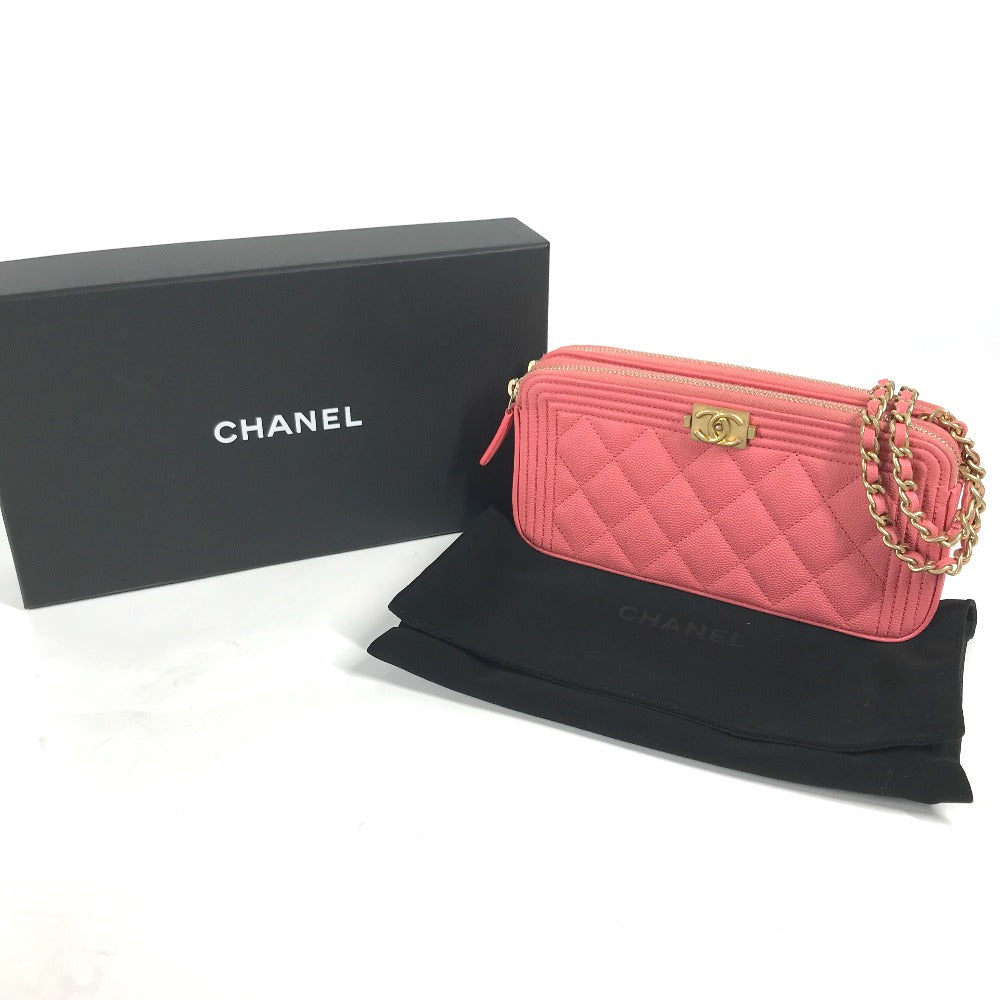 CHANEL Shoulder Bag A84069 Caviar skin Pink x Gold Metal CCCOCO Mark Boy Chanel COCO Mark