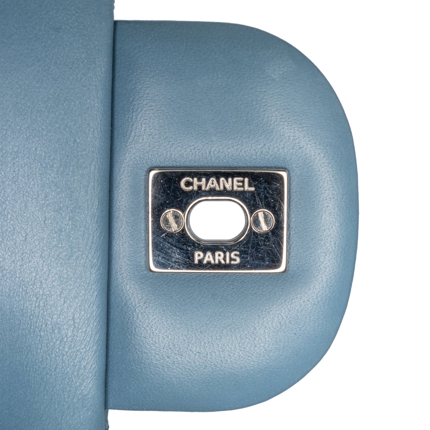 Blue Chanel Jumbo Classic Lambskin Double Flap Shoulder Bag