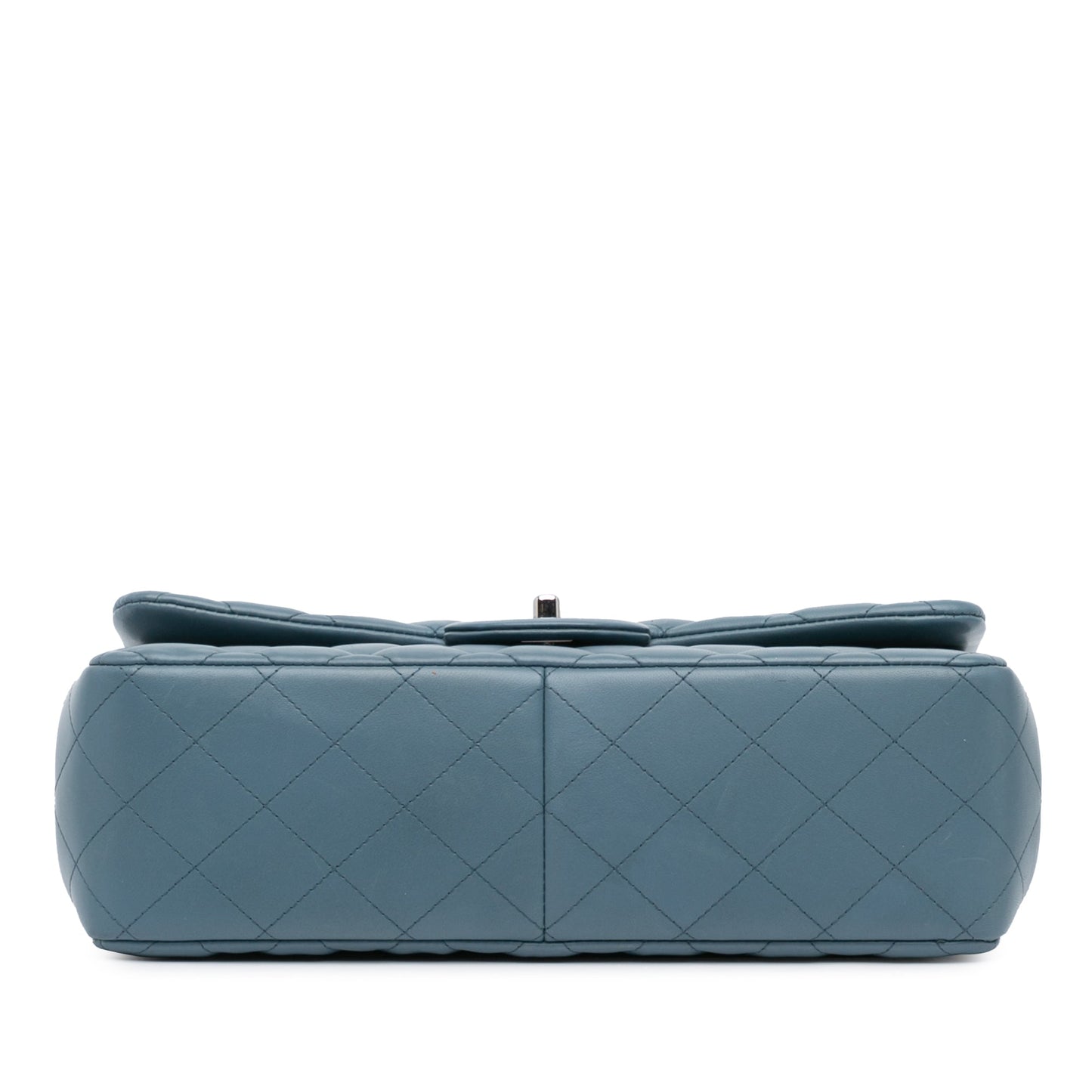 Blue Chanel Jumbo Classic Lambskin Double Flap Shoulder Bag