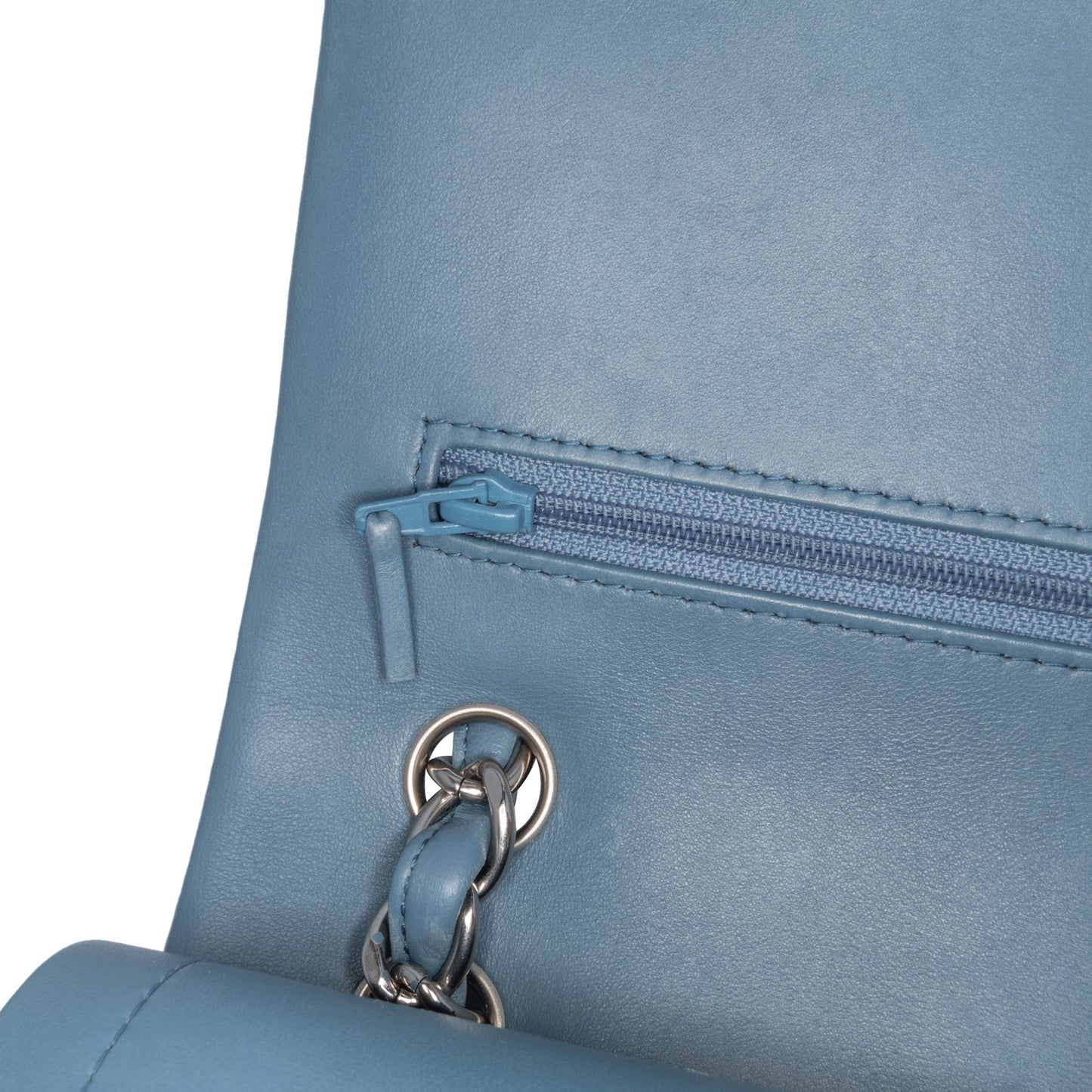 Blue Chanel Jumbo Classic Lambskin Double Flap Shoulder Bag