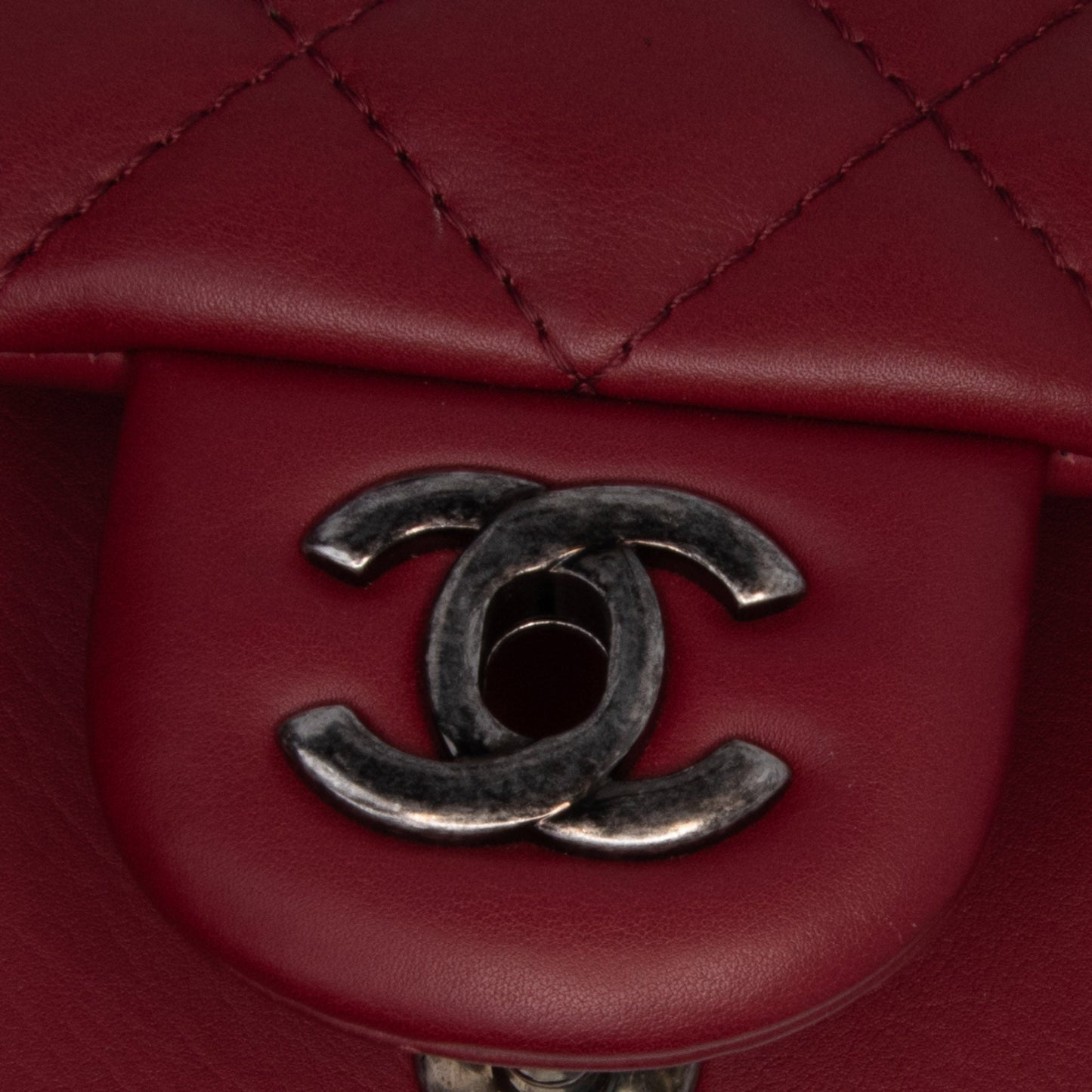 Red Chanel CC Quilted Lambskin Single Flap Shoulder Bag