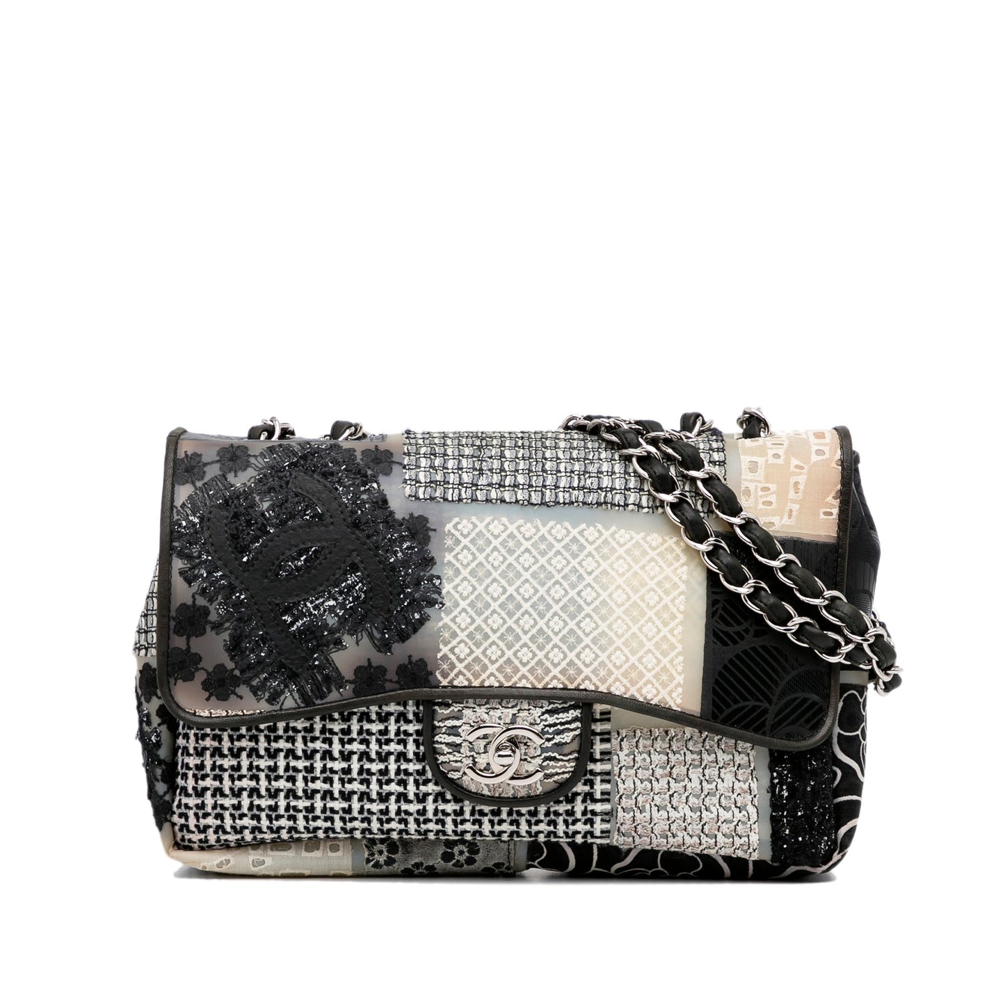 Black Chanel Jumbo CC Patchwork Classic Flap Shoulder Bag