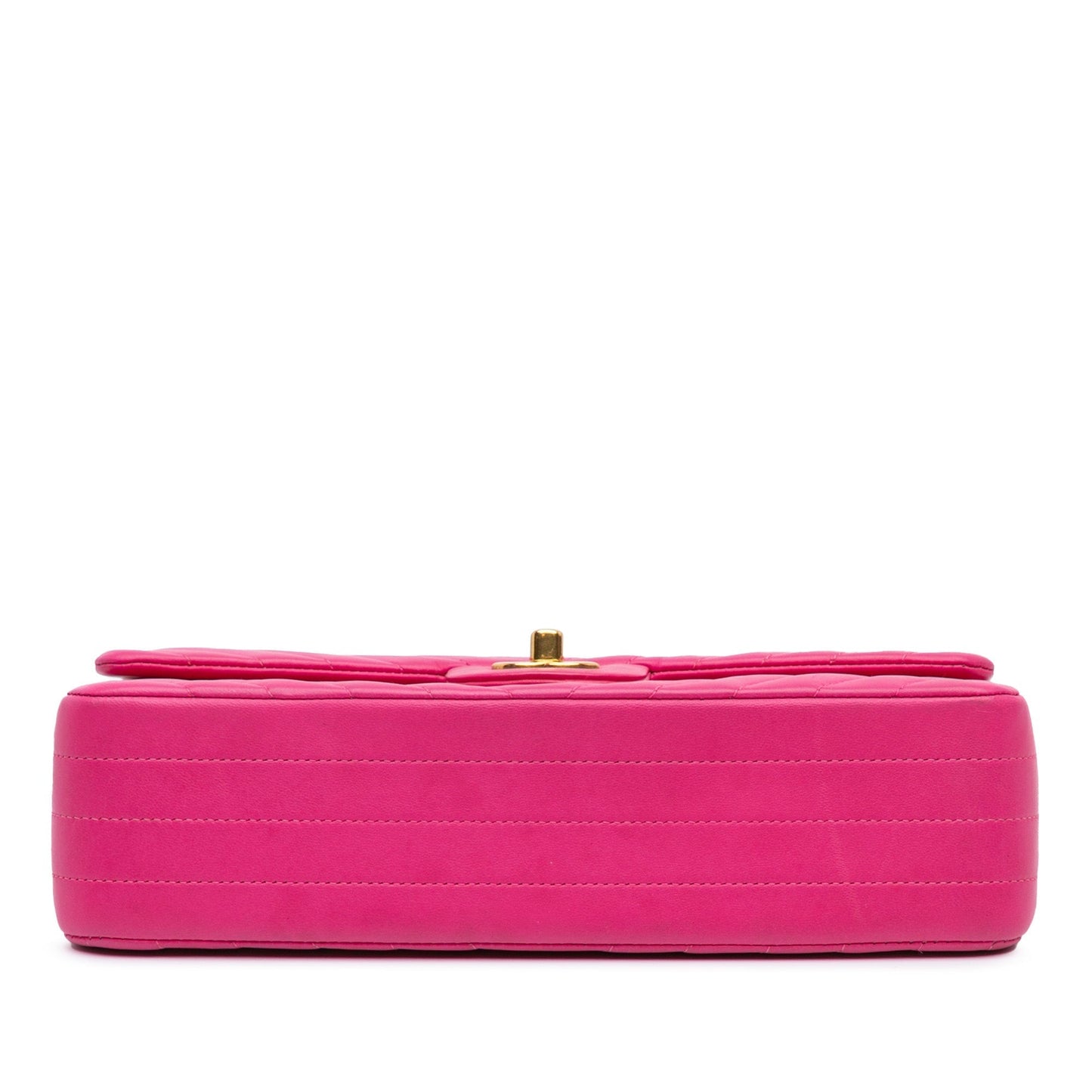 Pink Chanel Medium Classic Chevron Lambskin Double Flap Shoulder Bag