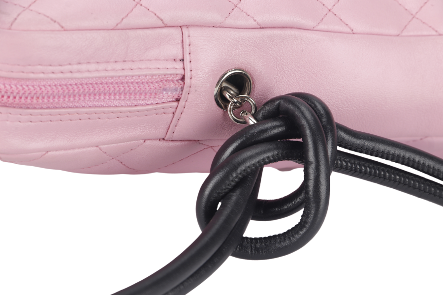 CHANEL CAMBON SHOULDER BAG (910xxxx) PINK CALF LEATHER SILVER HARDWARE WITH