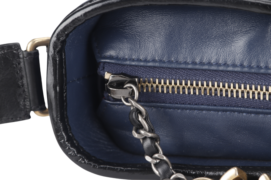 CHANEL GABRIELLE HOBO SHOULDER BAG (2537xxxx) BLUE-BLACK QUILTED CALFSKIN LEATHER SILVER & GOLD TONE HARDWARE NO AND NO DUST COVER