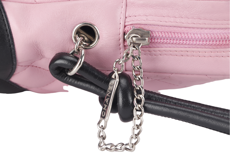 CHANEL CAMBON SHOULDER BAG (910xxxx) PINK CALF LEATHER SILVER HARDWARE WITH