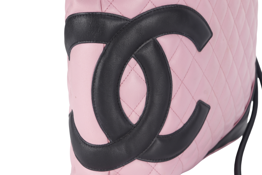 CHANEL CAMBON SHOULDER BAG (910xxxx) PINK CALF LEATHER SILVER HARDWARE WITH