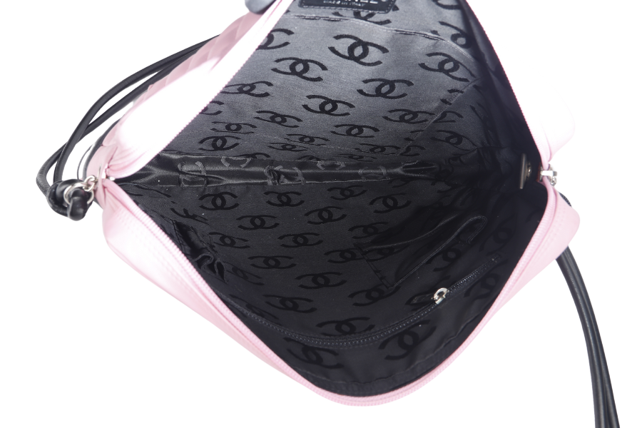 CHANEL CAMBON SHOULDER BAG (910xxxx) PINK CALF LEATHER SILVER HARDWARE WITH