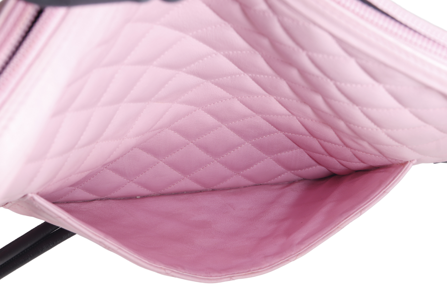 CHANEL CAMBON SHOULDER BAG (910xxxx) PINK CALF LEATHER SILVER HARDWARE WITH