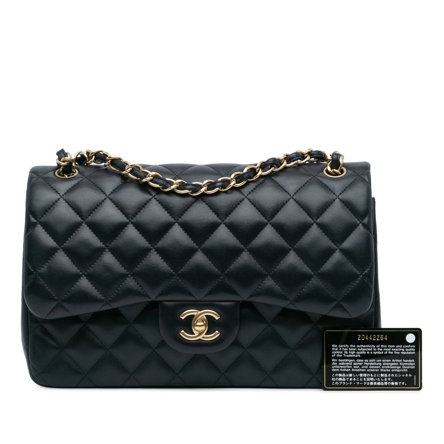 Blue Chanel Jumbo Classic Lambskin Double Flap Shoulder Bag