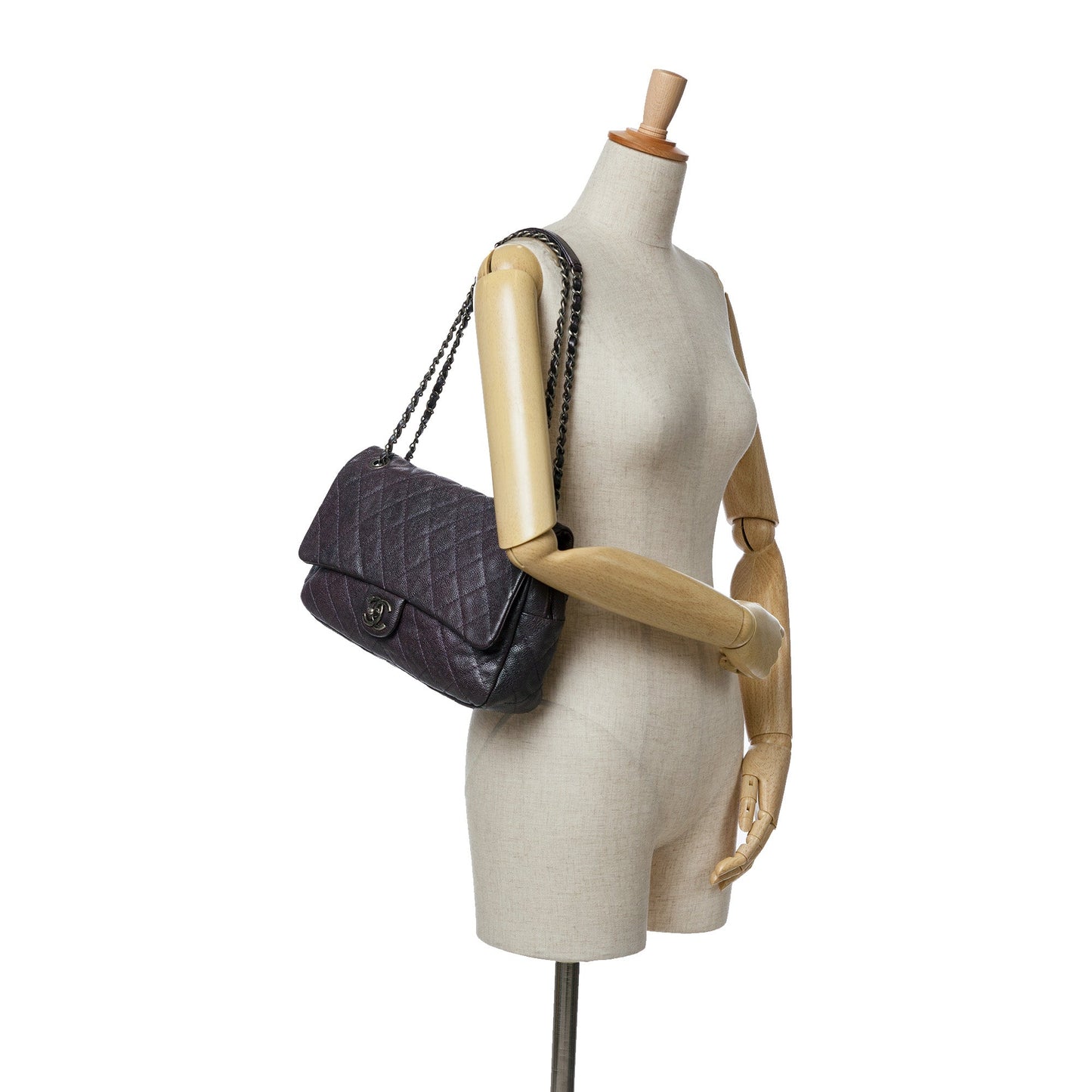 Gray Chanel Jumbo Quilted Caviar Easy Flap Shoulder Bag