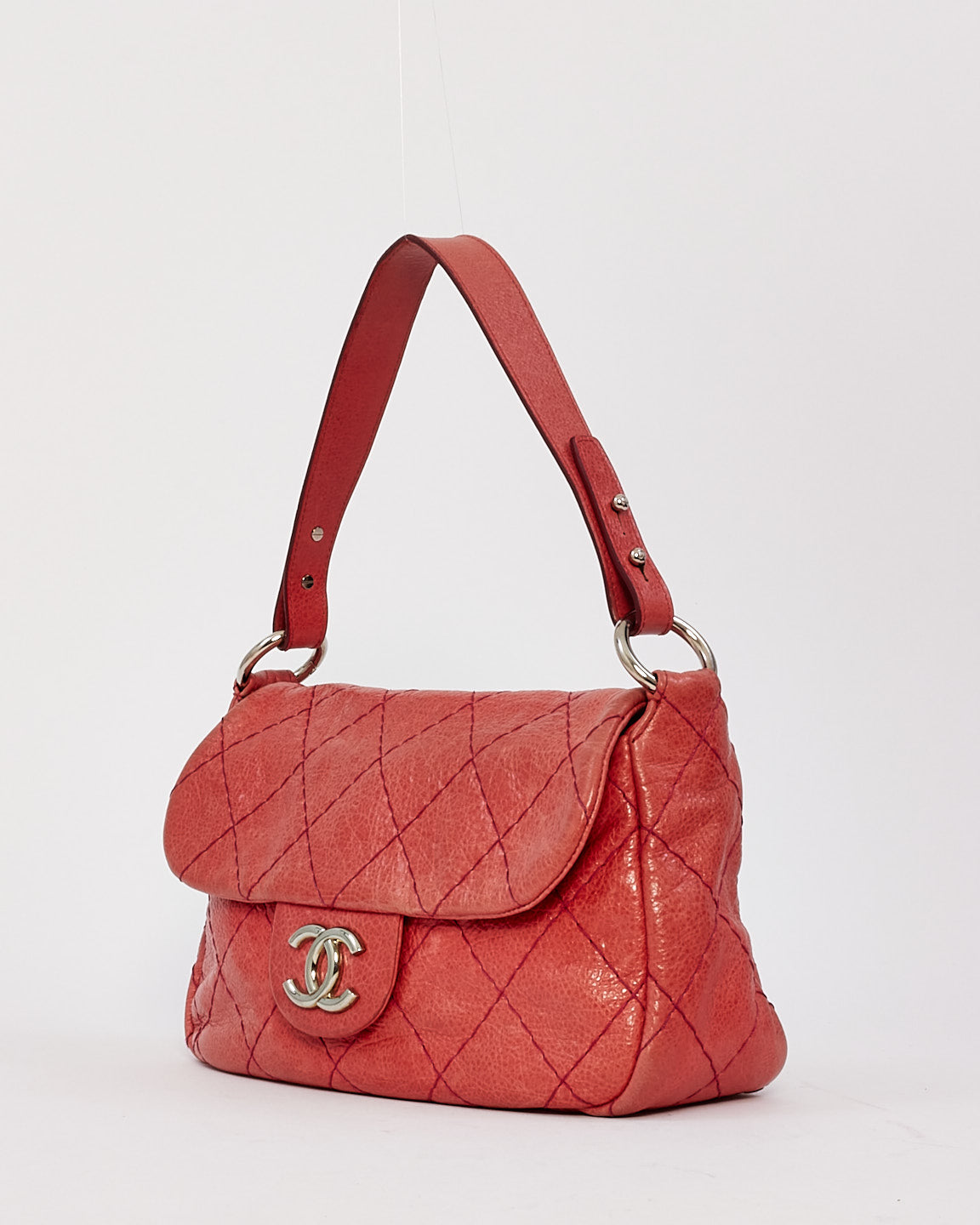Chanel Pink Glazed Calfskin Leather On The Road Flap Shoulder Bag