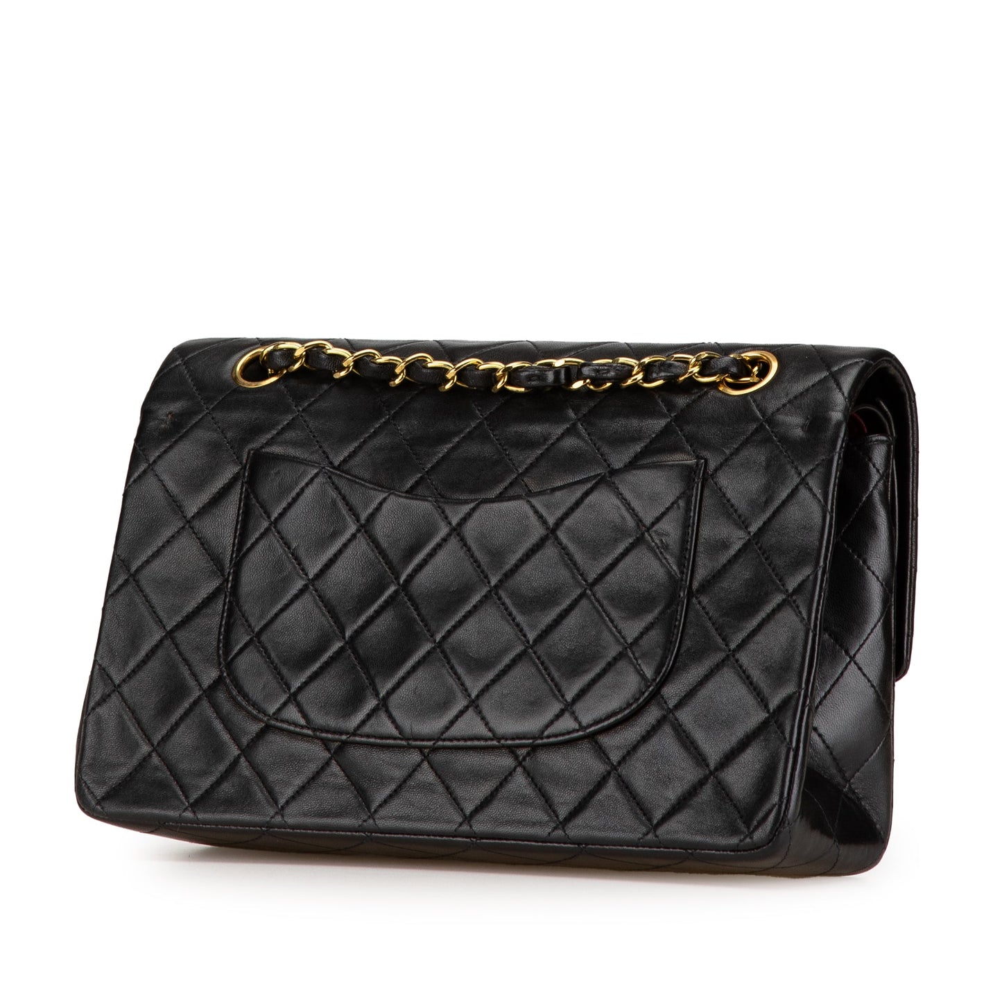 Black Chanel Medium Classic Lambskin Double Flap Shoulder Bag
