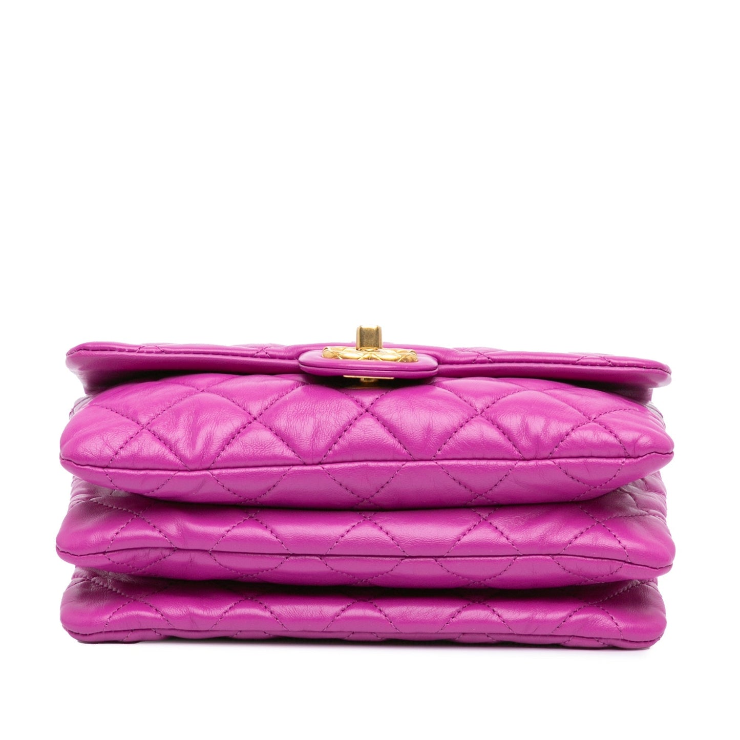 Purple Chanel Small Quilted Lambskin Pillow Crush Flap Shoulder Bag