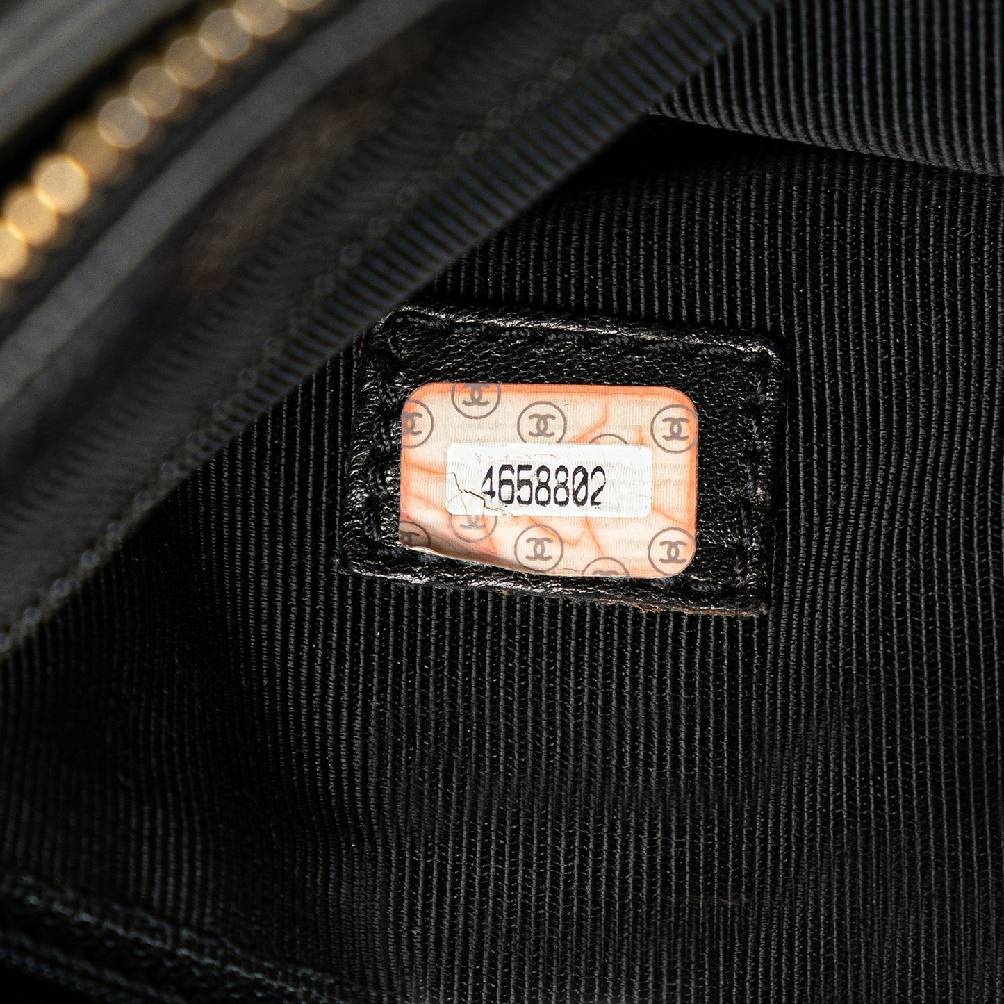 Black Chanel Embroidered Caviar Logo Shoulder Bag