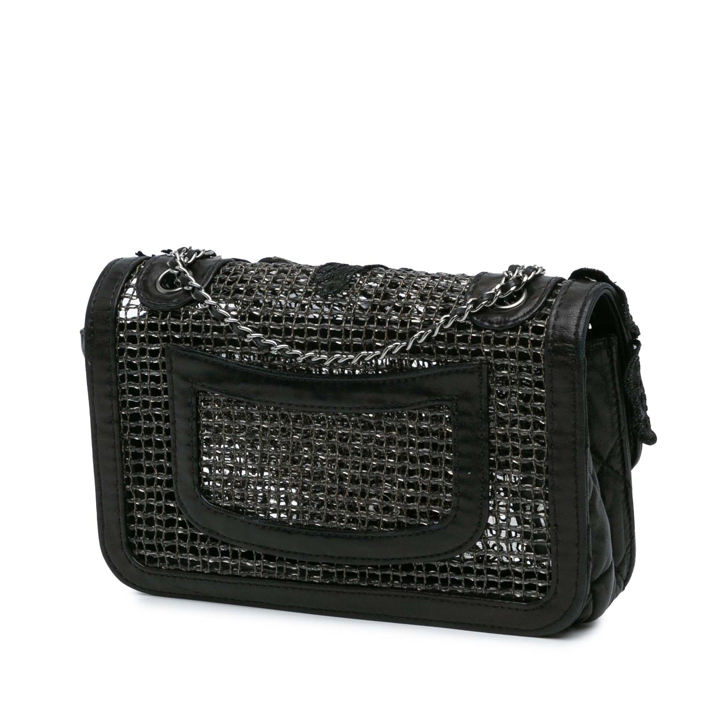 Black Chanel Small Mesh Butterfly Flap Shoulder Bag